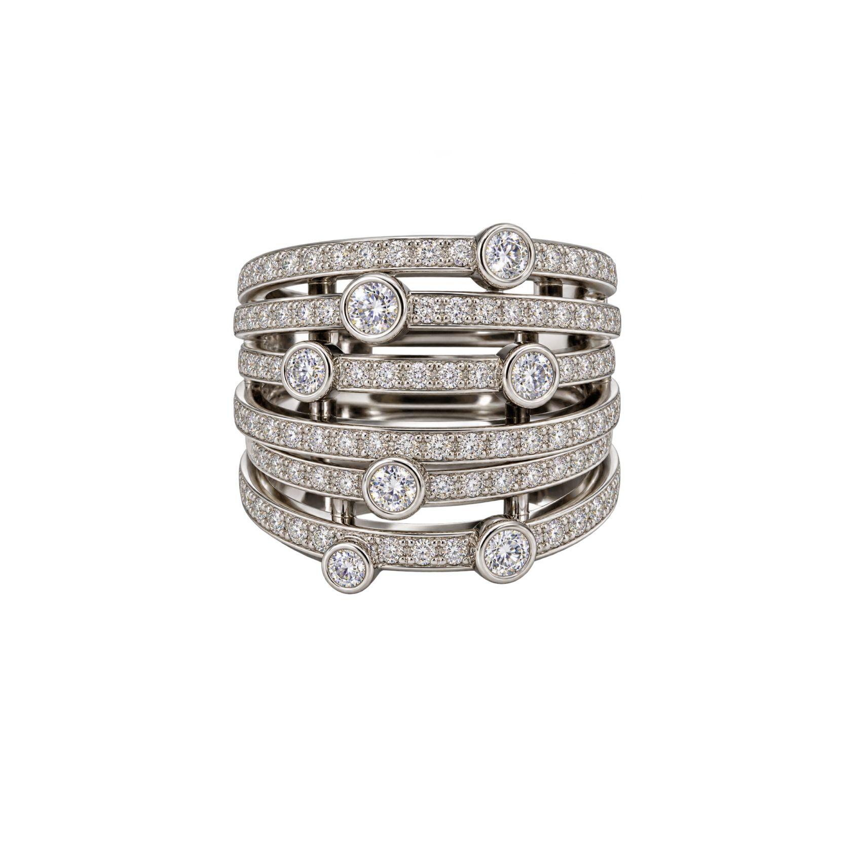 White Gold Multi-Band CZ Statement Ring