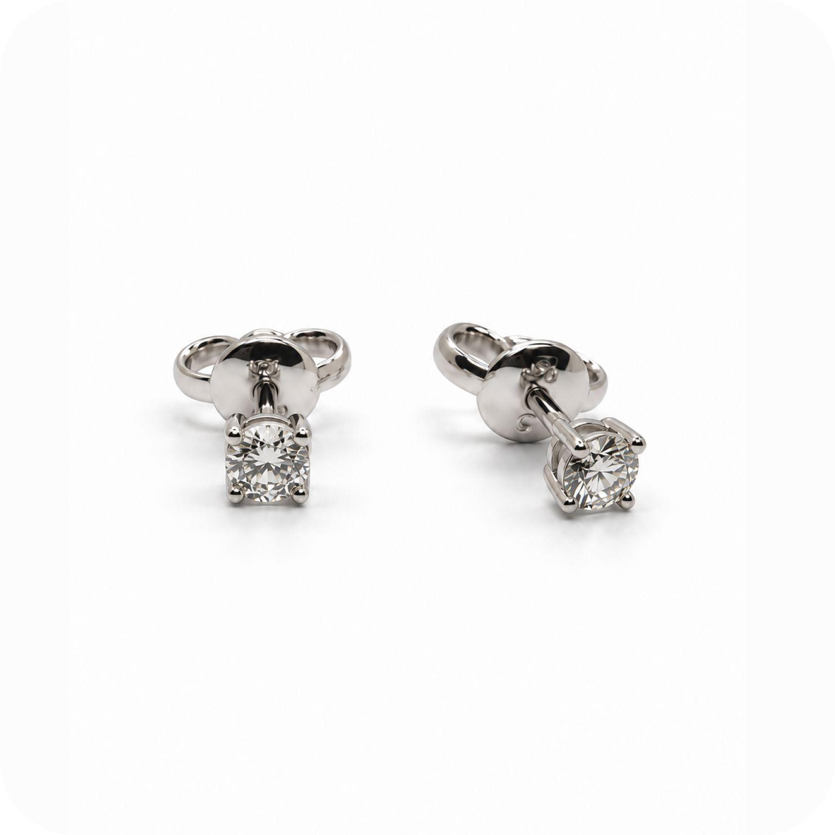 White Gold Asteria Solitaire Stud Earrings   