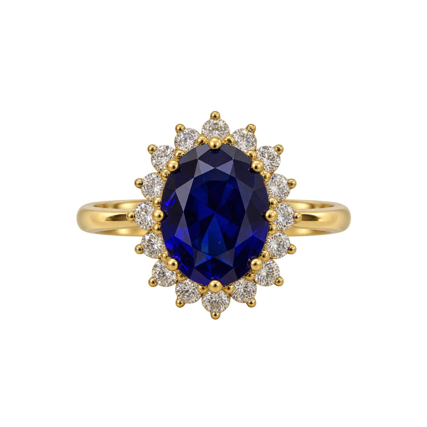 Gold Diana Sapphire Halo Ring