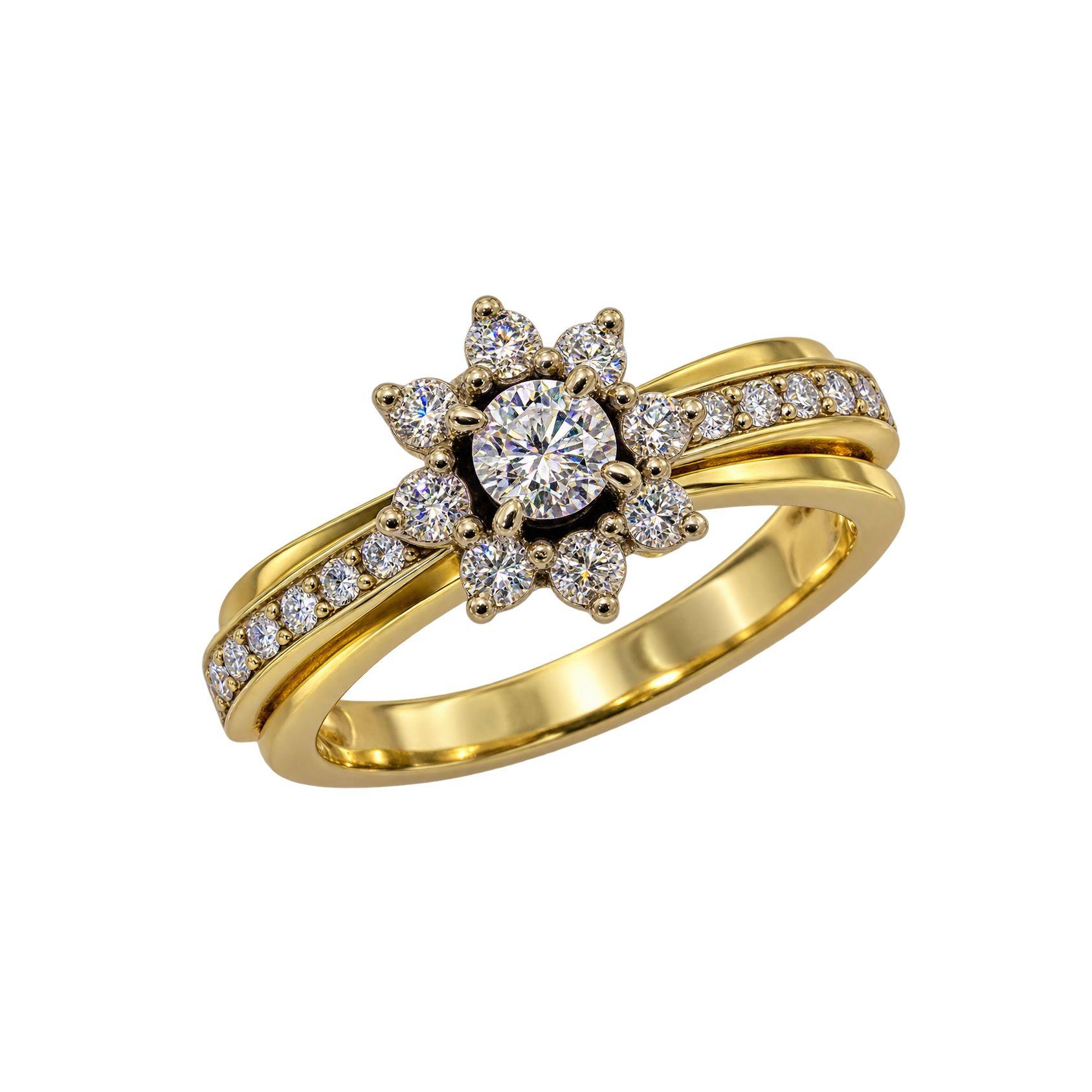 Two-Tone Gold Asteria Cluster Ring   