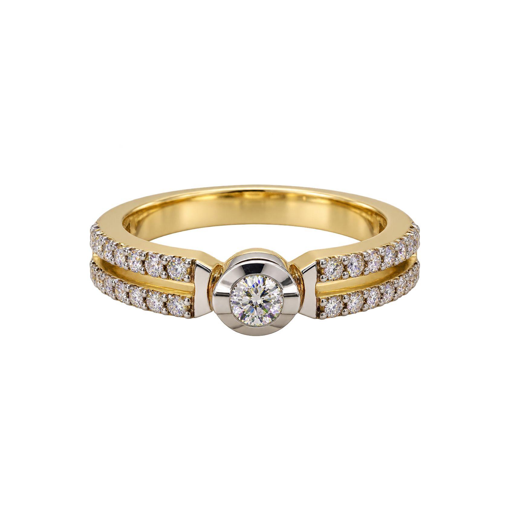 Two-Tone Gold Bezel Solitaire Ring   